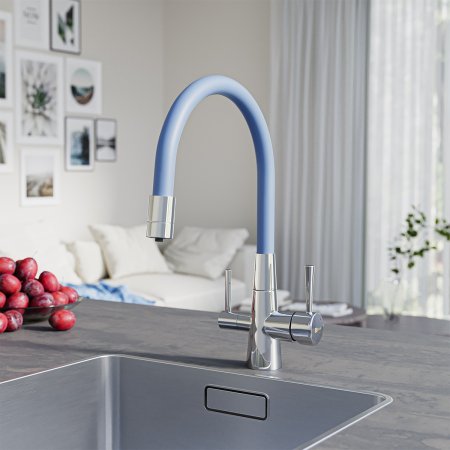 Смеситель Lemark для кухни с подключением к фильтру с питьевой водой Comfort (LM3075C-SkyBlue) 