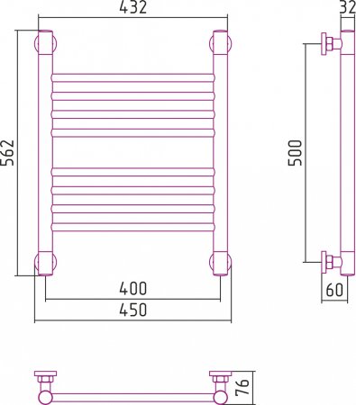 Полотенцесушитель водяной Сунержа Богема+ 50x40 прямая 
