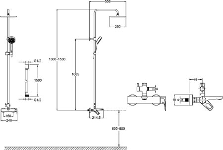 Душевая система Jacob Delafon Aleo E26809-CP Хром 
