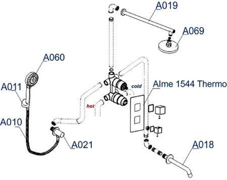 Душевая система WasserKRAFT Alme A171519 Thermo с термостатом Хром 