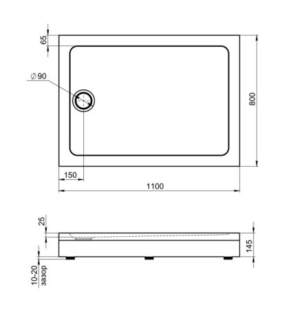 Поддон для душа Bas Олимпик 110x80 см NEW 