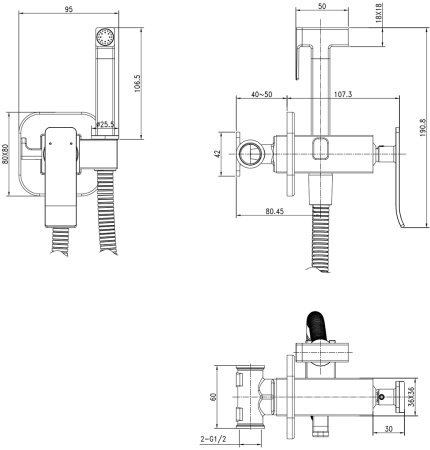 Смеситель Lemark Contest с гигиеническим душем, встраиваемый (LM5820CW) 