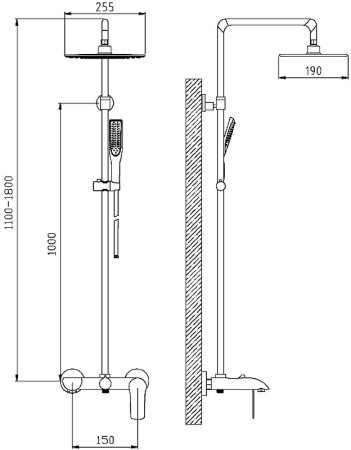 Душевая система ESKO ST200Black Черная матовая 