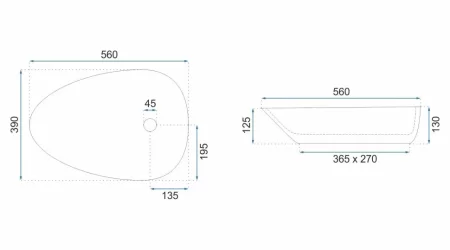 Раковина 56х39 см Rea Greta REA-U8536 