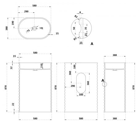 Раковина отдельностоящая ABBER Stein AS2550-H белая матовая 
