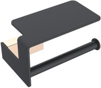 Держатель туалетной бумаги Boheme Q 10941-G-B с полочкой Черный Золото