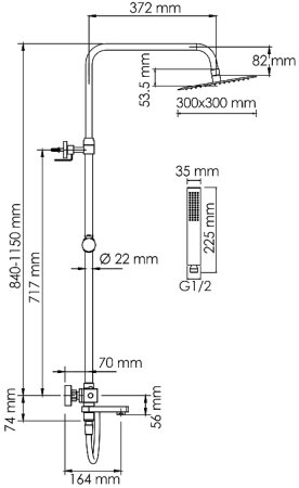Душевая система WasserKRAFT A199.118.103.087.CH Thermo с термостатом Хром 
