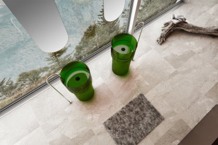 Раковина отдельностоящая прозрачная ABBER Kristall AT2701Emerald-H зеленая 