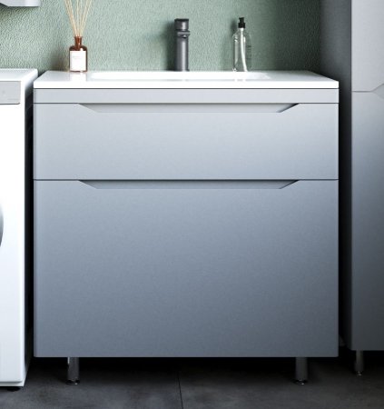 Тумба напольная "Марелла 80" (2 ящ.) Люкс антискрейтч серый, PLUS 