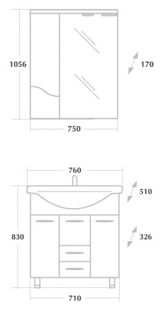 Тумба с раковиной Onika Моника 75.17 