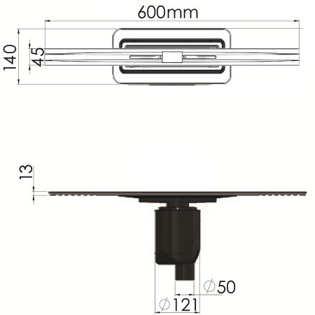 Душевой лоток Berges Simpel 600 090011 с решеткой Хром матовый 