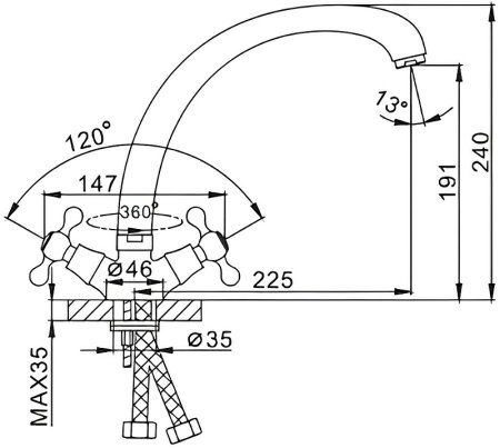 Смеситель для кухни Frap H19 F4219 Хром 