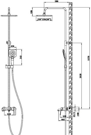 Душевая система ESKO Singapore black ST300BL Черная матовая 