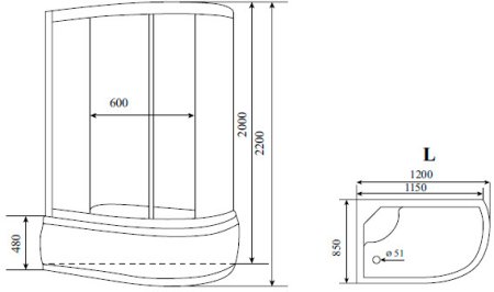Душевая кабина Timo Standart T-1120 P L 