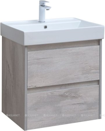 Тумба с раковиной Aquanet Nova Lite 60 дуб белый (2 ящика) 