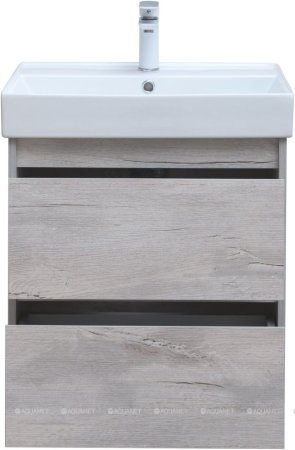 Тумба с раковиной Aquanet Nova Lite 60 дуб белый (2 ящика) 