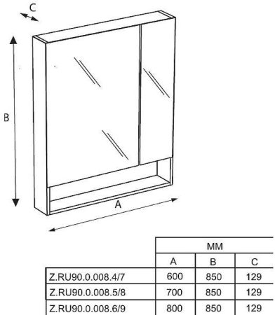 Зеркальный шкаф Roca The Gap 70 ZRU9302749 Белый матовый 