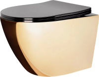 Унитаз подвесной REA Carlo Mini Flat REA-C8990 золото / чёрный