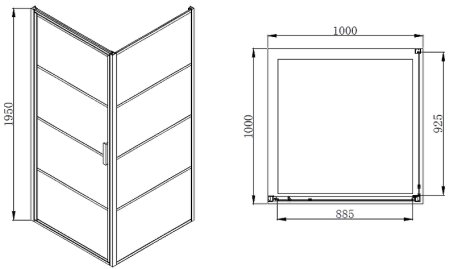 Душевой уголок Azario Richmond 100х100 AZ- NAG1221 1000 BLACK профиль Черный стекло прозрачное 