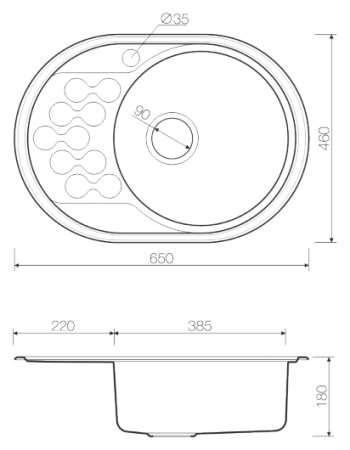 Мойка кухонная Omoikiri Kasumigaura 65-1-R нержавеющая сталь 