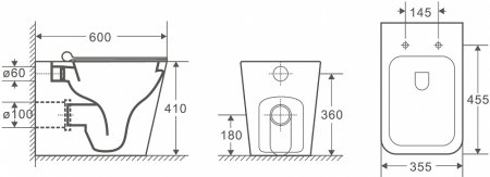 Унитаз приставной Grossman GR-PR4414S 