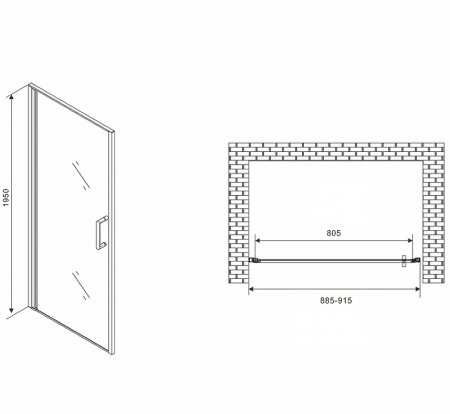 Душевая дверь Abber Sonnenstrand 90 AG04090M профиль Хром стекло матовое 