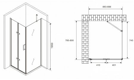 Душевой уголок Abber Zart 90x80 AG08090P-S81 профиль Хром стекло прозрачное 