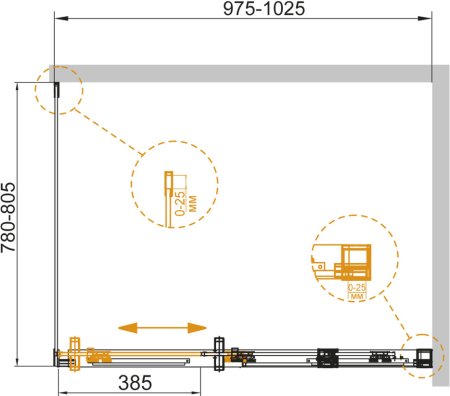 Душевой уголок Cezares Duet Soft AH 1 100/80 C Cr R 