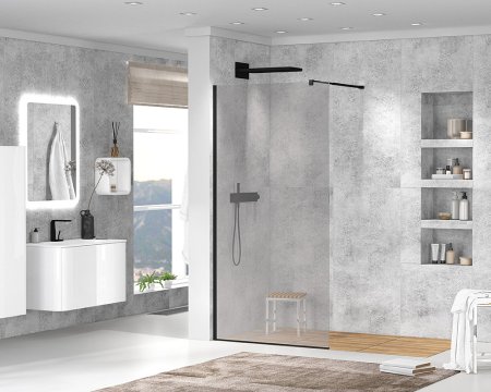 Душевая перегородка Cezares Liberta-L-1-100-120-GR-NERO стекло графит, кронштейн 120 см 