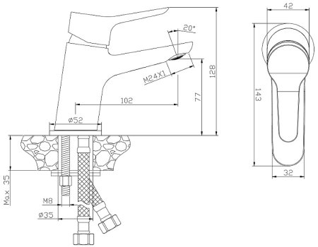 Смеситель для раковины Olive's Ibiza 19100IB Хром 