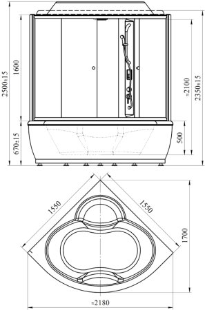 Душевой бокс Radomir Калифорния 2 стекло прозрачное 