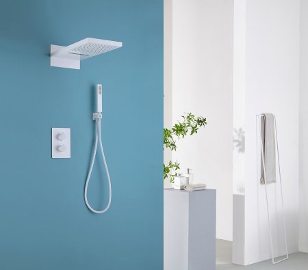 Душевая система Abber Weiss Insel AF8052W с термостатом Белая 