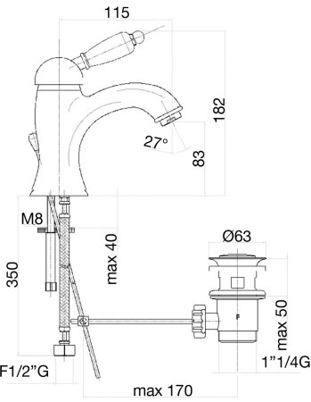 Смеситель для раковины Fiore IMPERIAL BLACK 89ZZ5221, бронза 