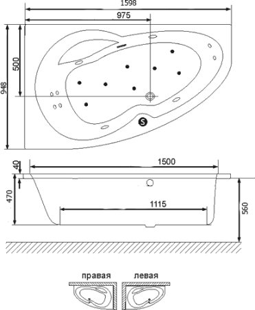 Акриловая ванна Excellent Newa 160x95 левая 