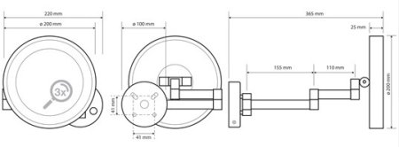 Косметическое зеркало Bemeta 116101142 с подсветкой 