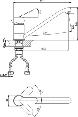Смеситель Rush Tenerife TE2835-26 для кухонной мойки 