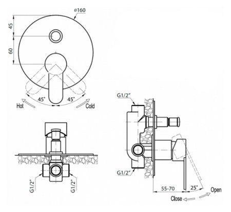 Смеситель Cezares Laconico C VDI BLC для ванны с душем, белый 