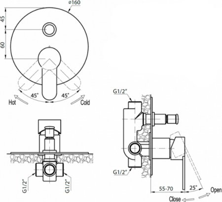 Смеситель Cezares Laconico C VDI BLC для ванны с душем, белый 
