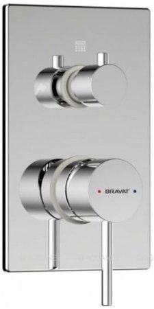 Смеситель для душа встраиваемый на 2 потока Bravat Arc P69193C-2-ENG, хром 