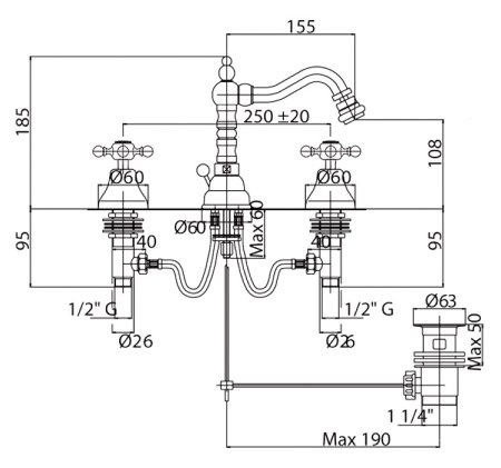 Смеситель Cezares Golf GOLF-BBS2-01 для биде 