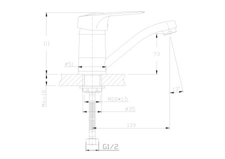 Смеситель для кухни гайка HAIBA HB4704-K 