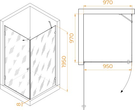 Душевой уголок RGW HO-034 1000x1000 