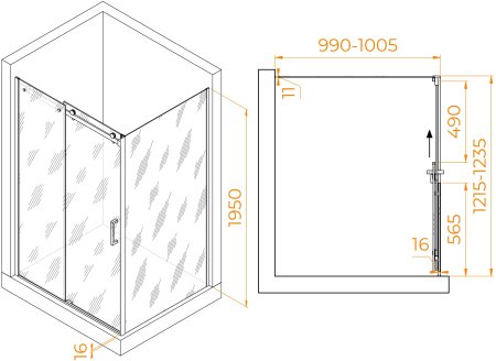 Душевой уголок RGW TO-44-1B (TO-14B + Z-060-2B) 1200x1000 