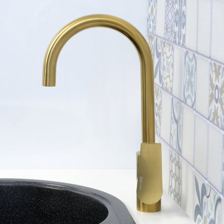 Смеситель WasserKRAFT Aisch 5507 для кухонной мойки, золото матовое 