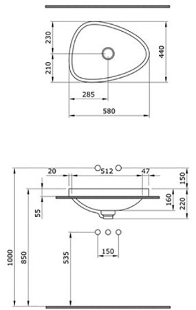 Раковина Bocchi Etna 58 1112-001-0125 Белая глянцевая 