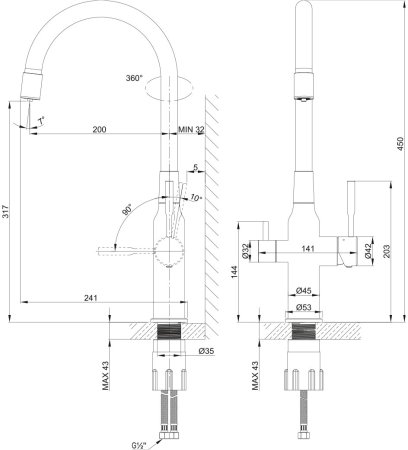 Смеситель Lemark для кухни с подключением к фильтру с питьевой водой Expert (LM5083S-Black) 
