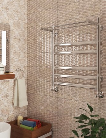 Водяной полотенцесушитель Terminus Хендрикс П6 500x596 4670030723192 с полкой Хром 