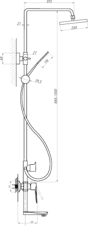 Душевая система ПСМ-Профсан Steel (PSM-301-8) тип См-ВДшОРНТрА Черный-бронза 