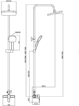 Душевая система Orange OneLife P01-912b Черная матовая 