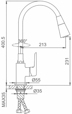 Смеситель для кухни Frap H17-6 F4417-6 Черный матовый 